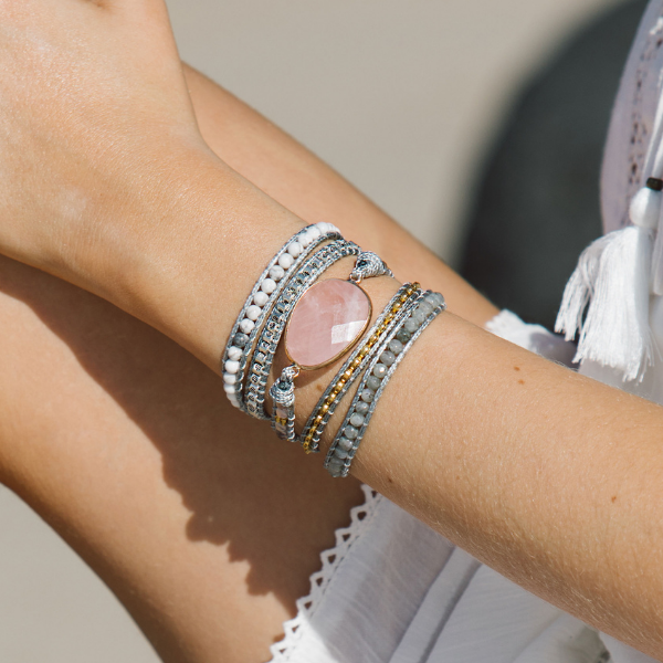 Natural Rose Quartz Wrap Bracelet