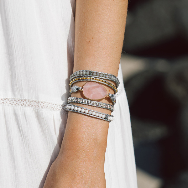 Natural Rose Quartz Wrap Bracelet