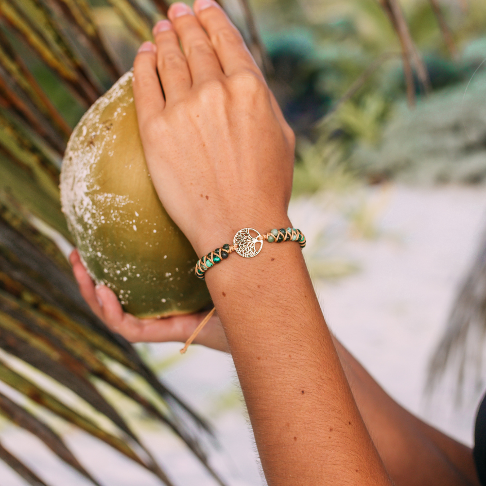 African Turquoise & Tree of Life Bracelet