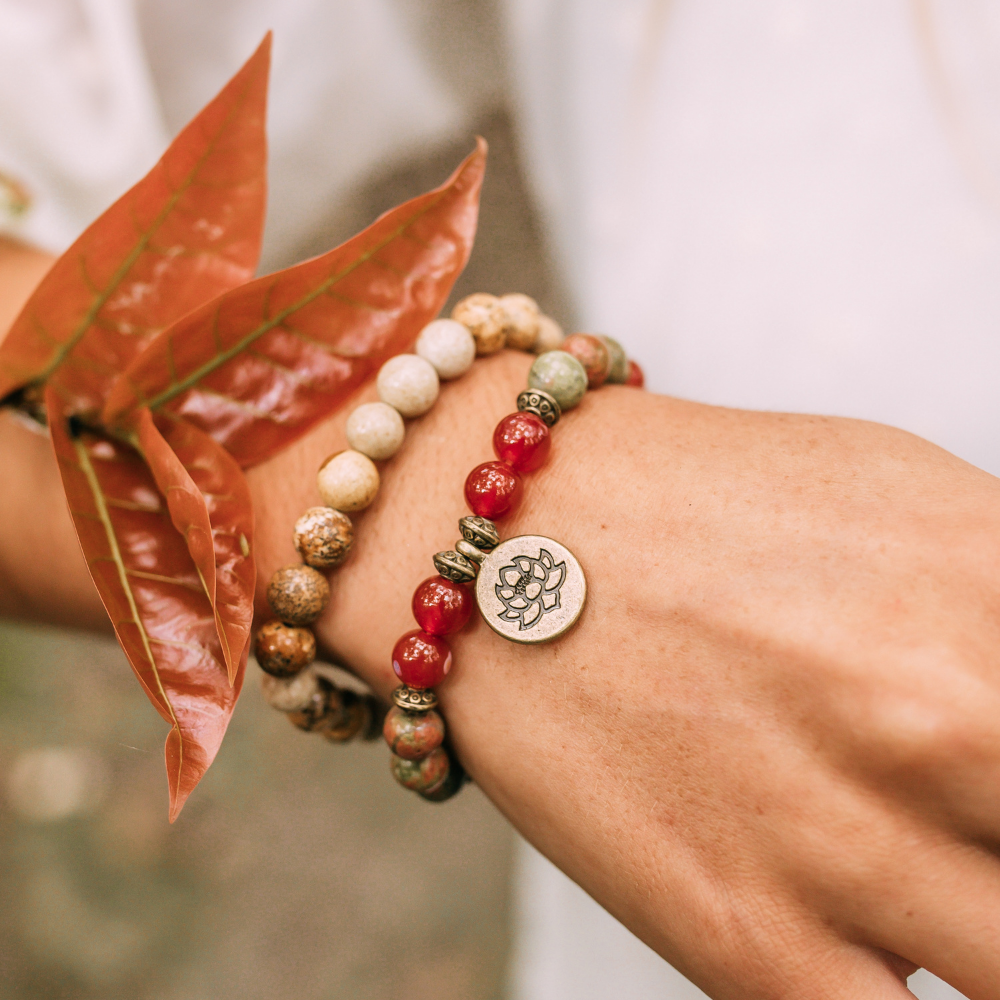 Jasper & Carnelian Mala Bead Bracelets