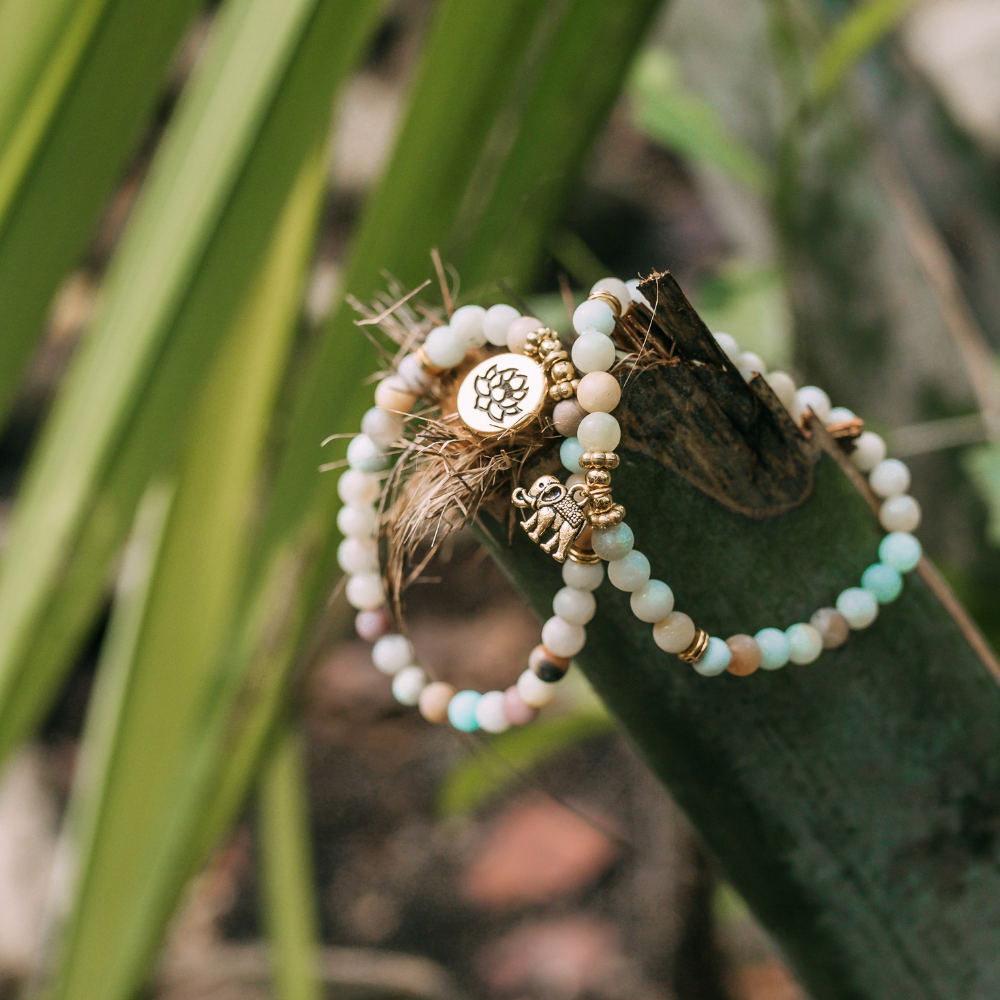 Amazonite Mala Bead Bracelet Set