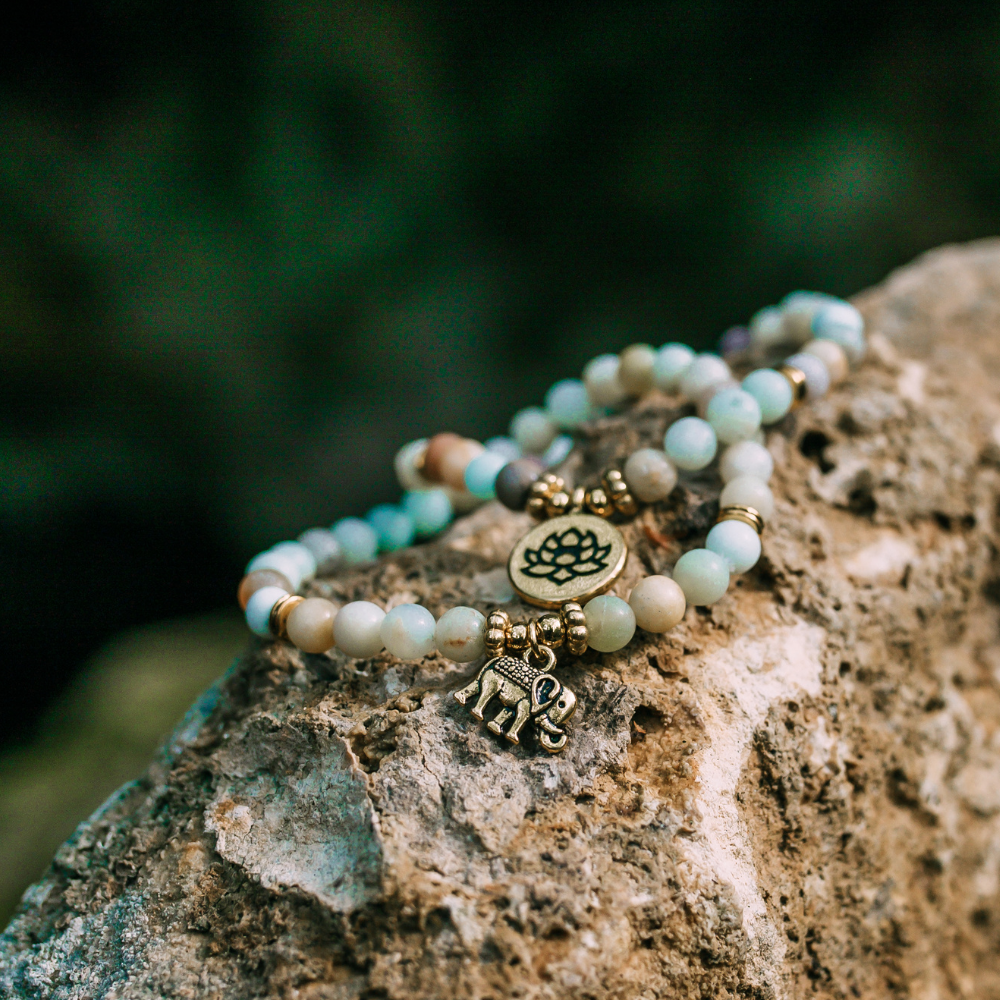 Amazonite Mala Bead Bracelet Set