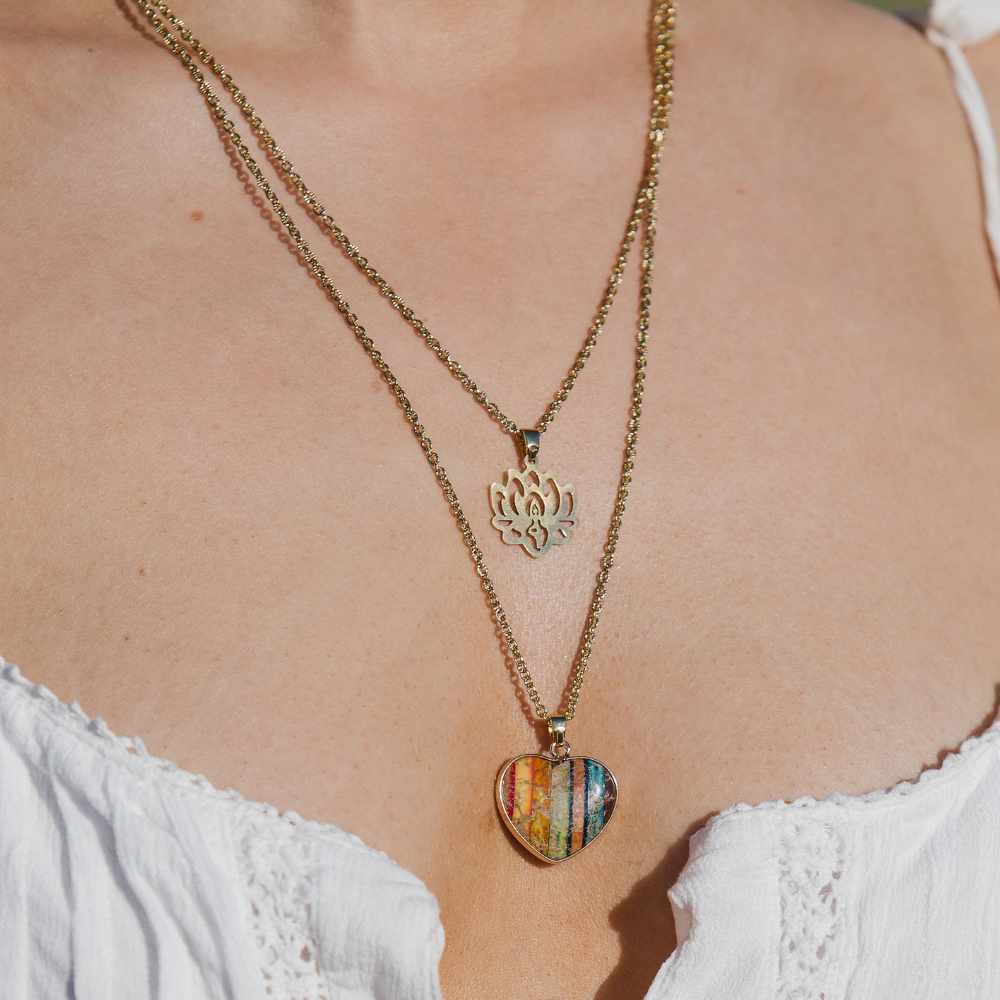 Jasper Love Lotus Necklace