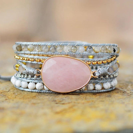 Natural Rose Quartz Wrap Bracelet