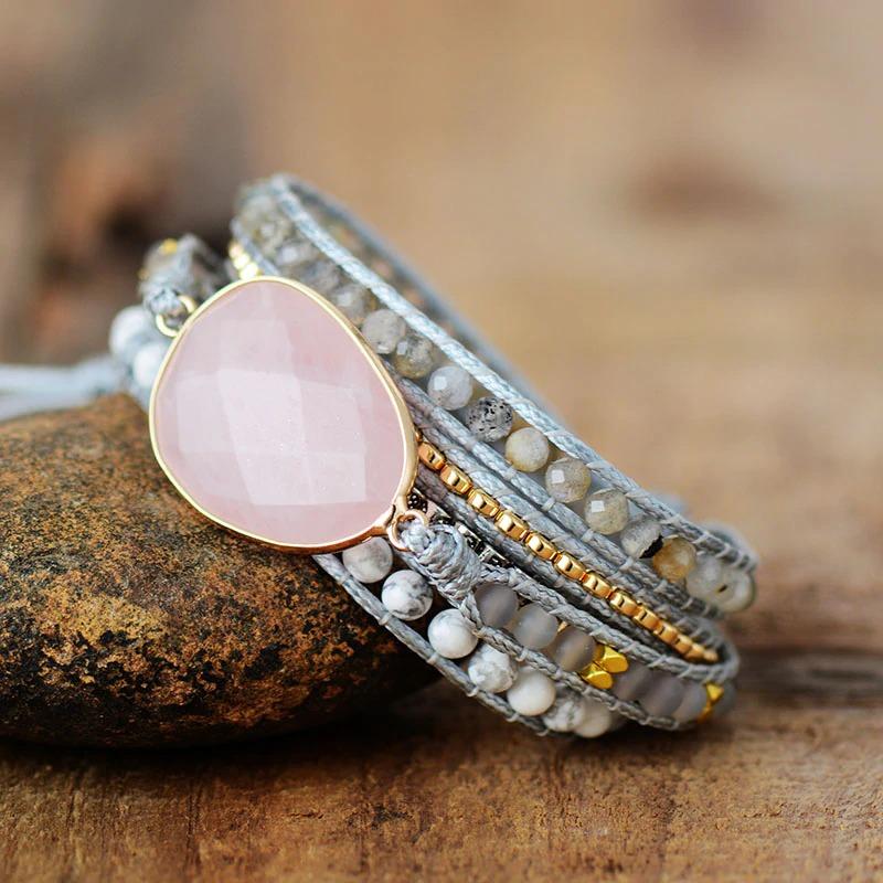 Natural Rose Quartz Wrap Bracelet