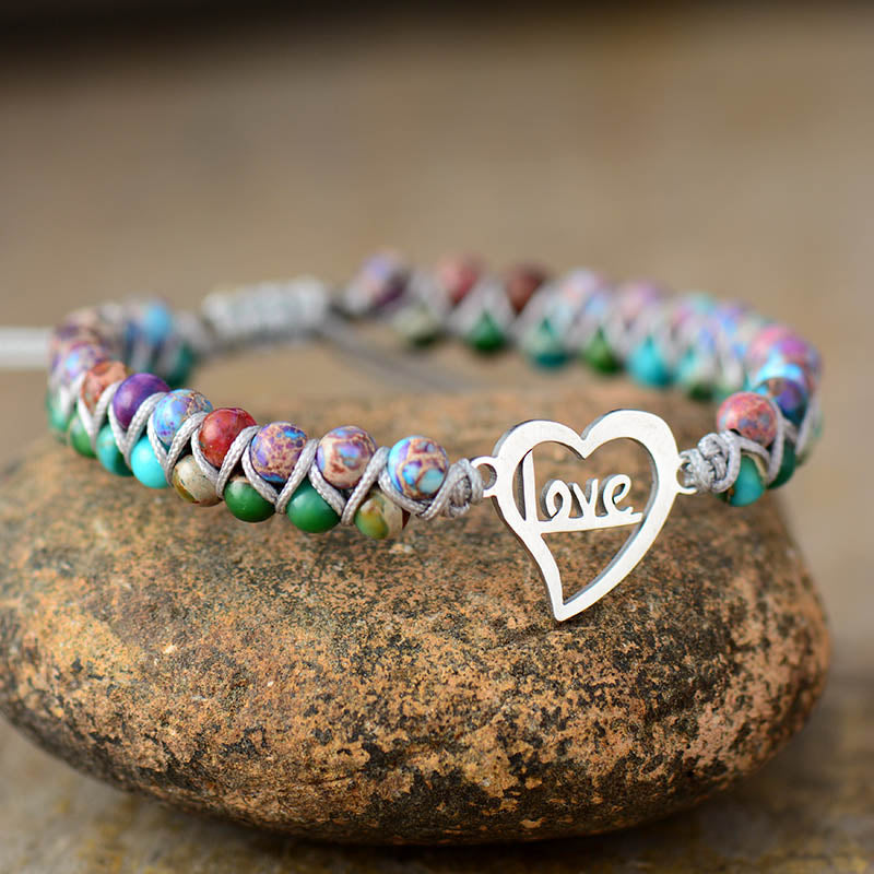 Love Charm Jasper Beads Bracelet