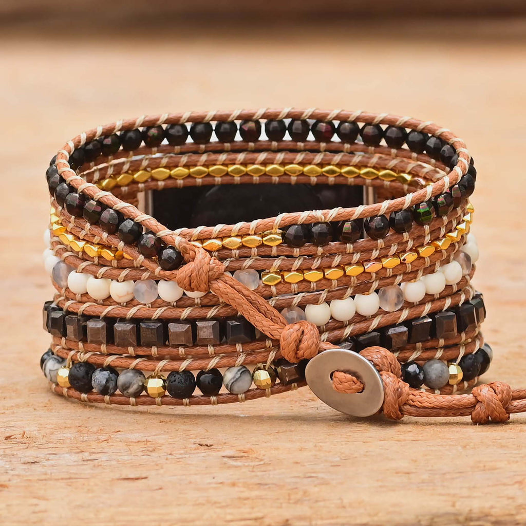 Schwarzes Lava- und Achatarmband für die Apple Watch