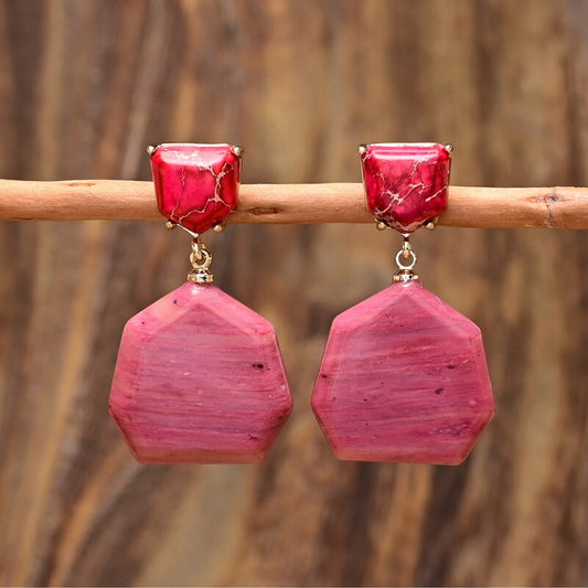 Emperor Rhodochrosite Dangle Earrings