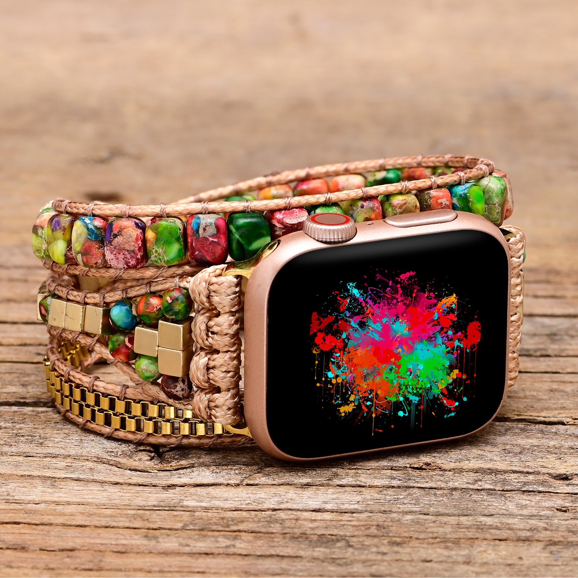 Colorful Handmade Jasper Apple Watch Strap