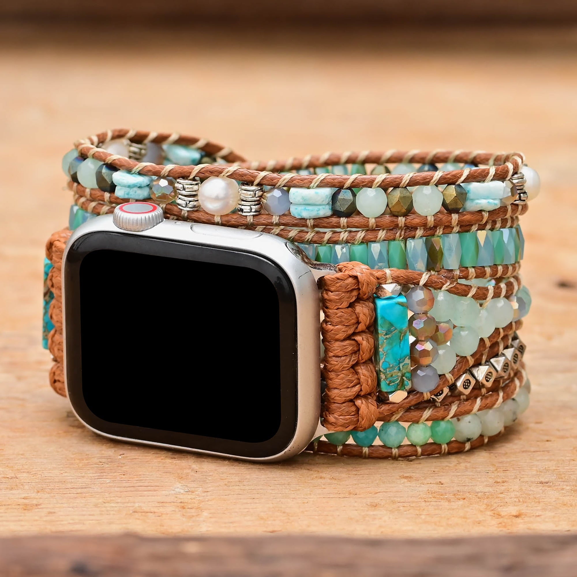 Handmade Green Amazonite Apple Watch Strap