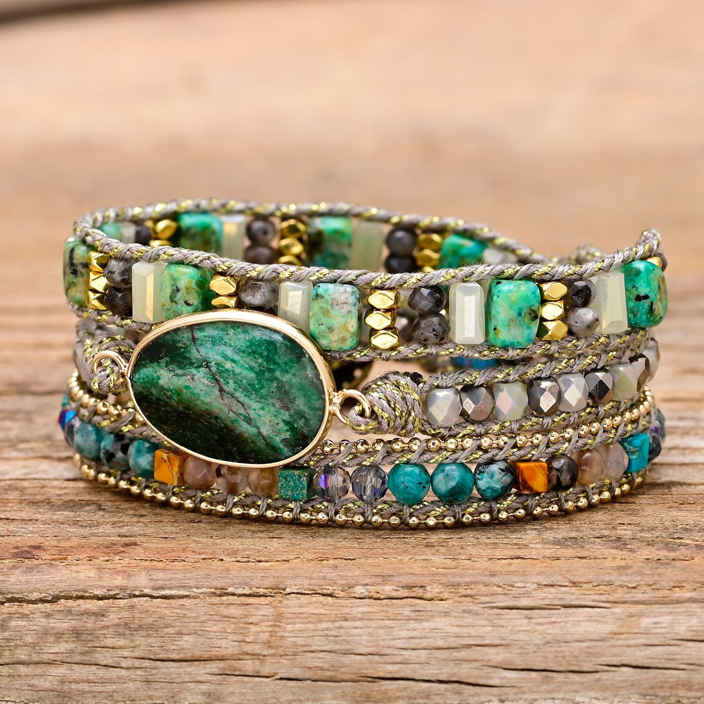 Green Mica Wrap Bracelet