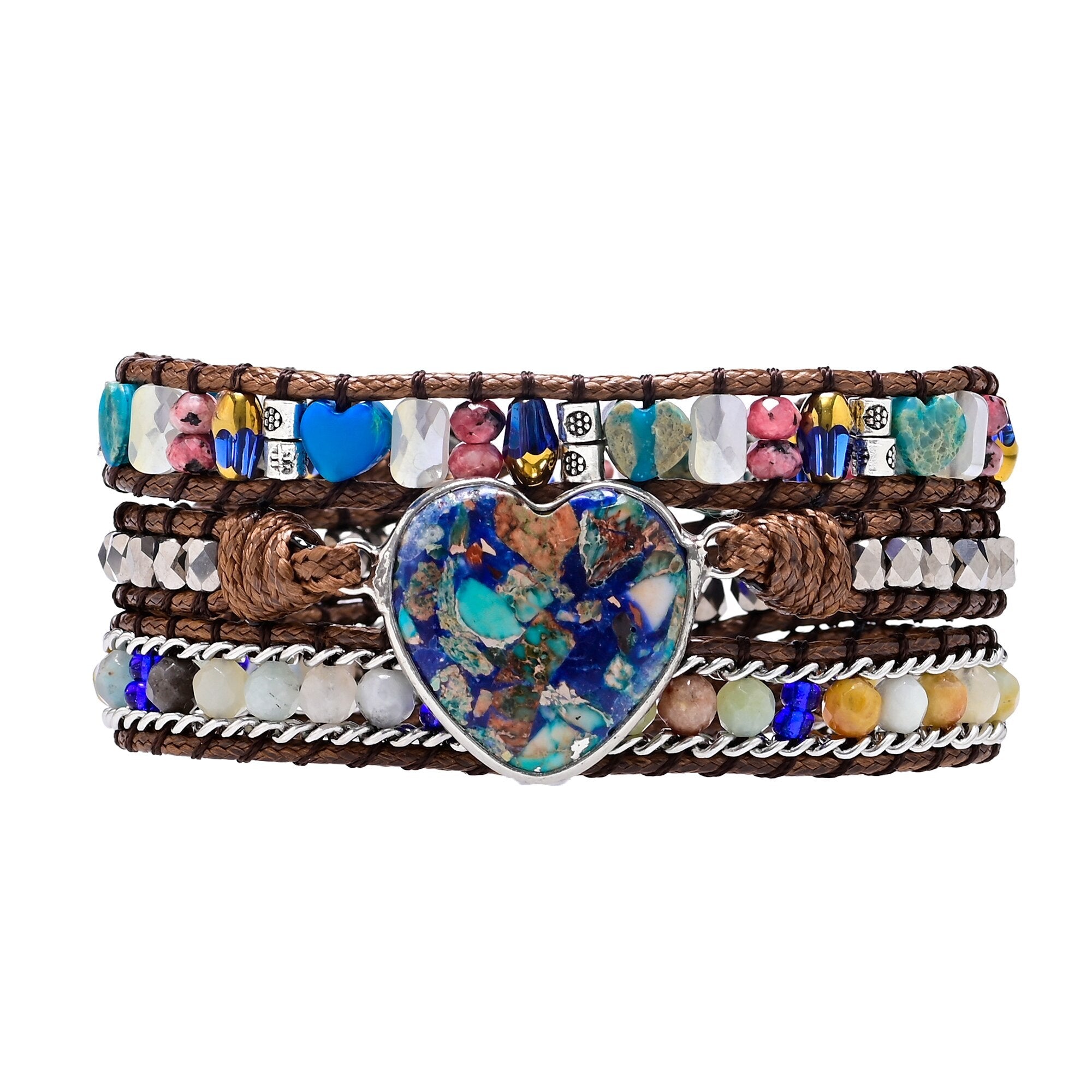 Blue Heart Calcite & Amazonite Bracelet