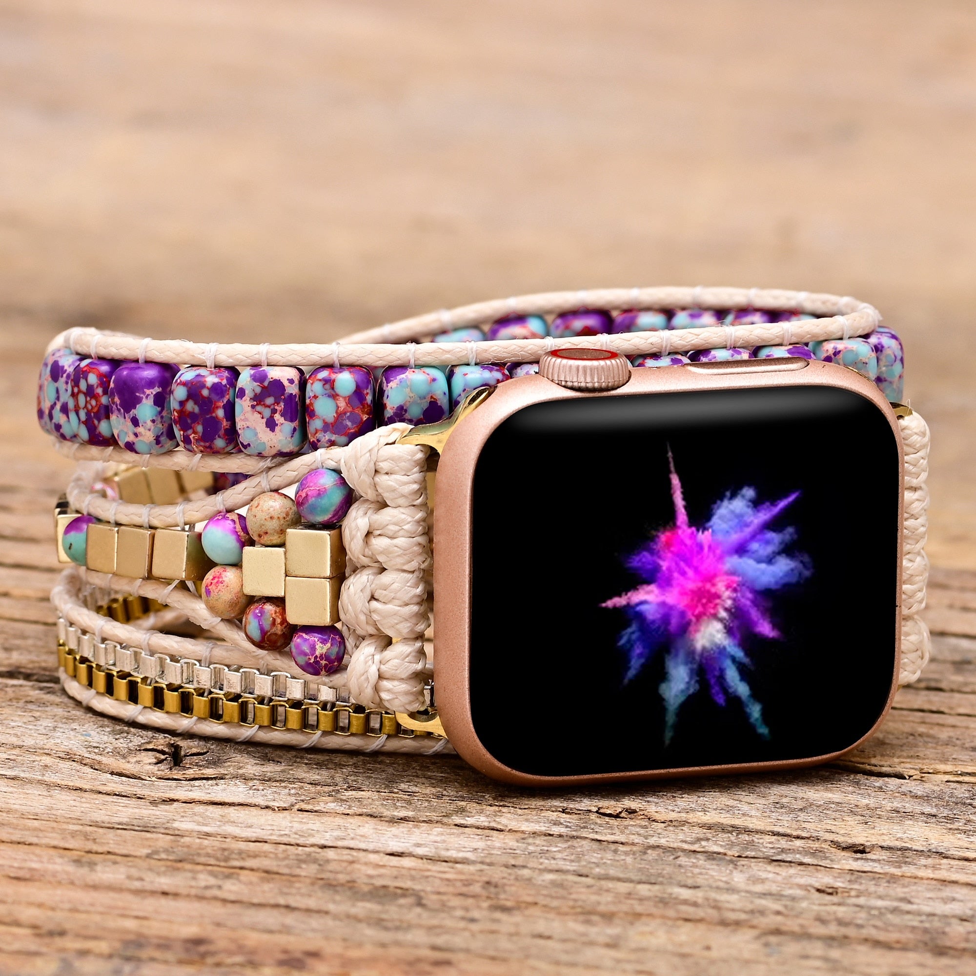 Lilafarbenes Imperial-Jaspis-Armband für die Apple Watch