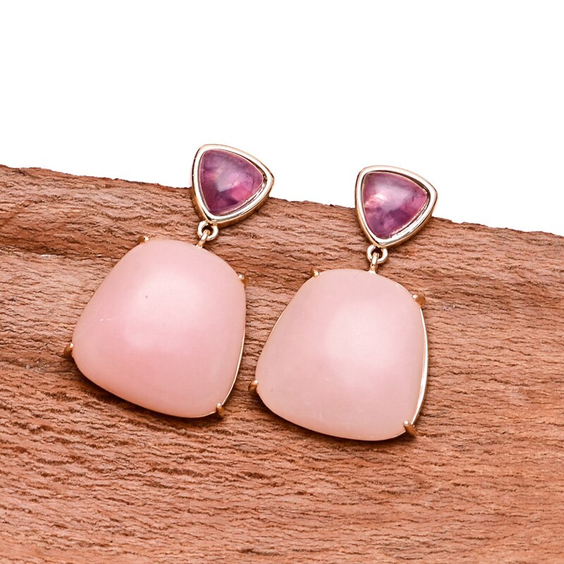 Pink Opal Dangle Earrings