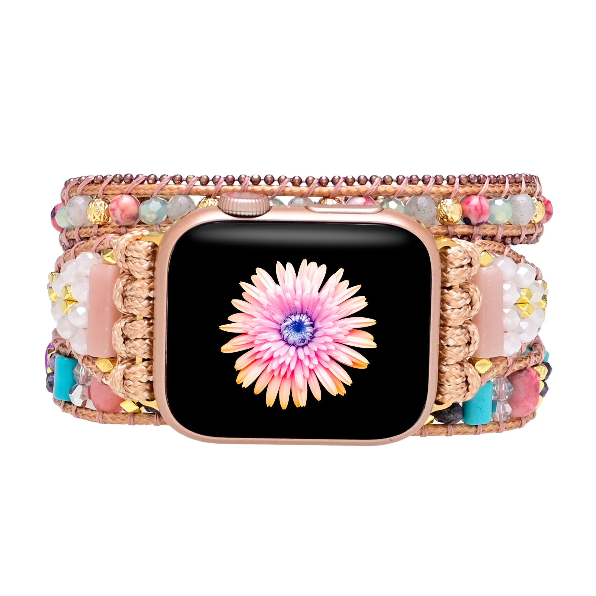 Rosa Opal &amp; Labradorit Apple Watch Armband