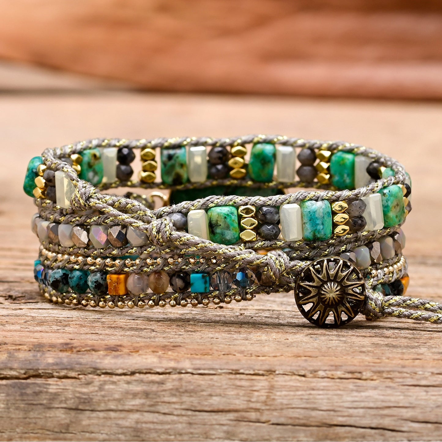 Green Mica Wrap Bracelet