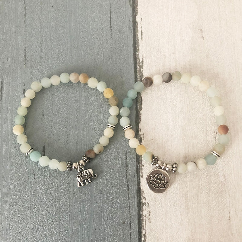 Amazonite Mala Bead Bracelet Set