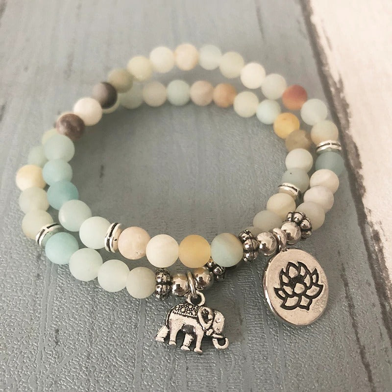 Amazonite Mala Bead Bracelet Set