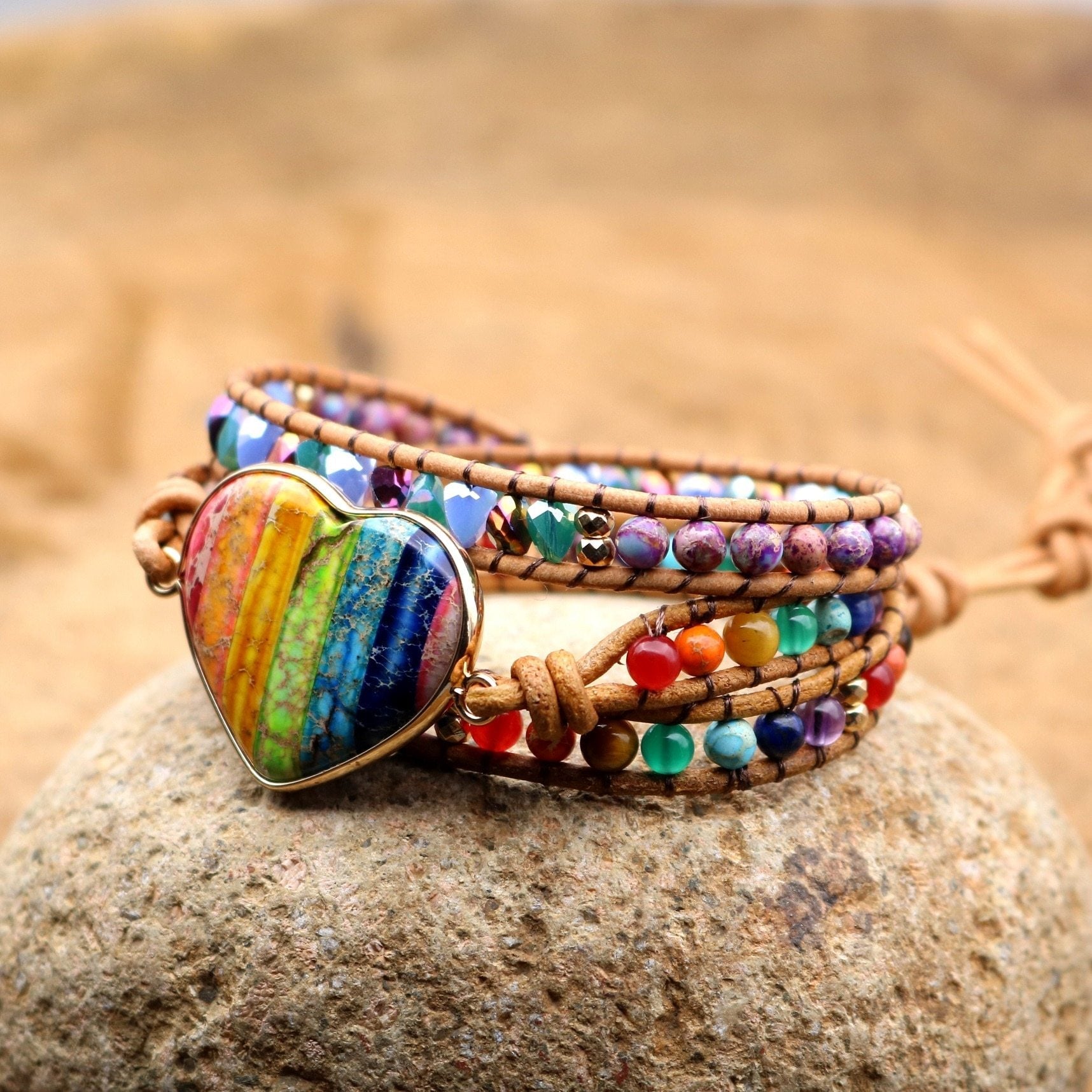 Jasper Love Rainbow Wrap Bracelet