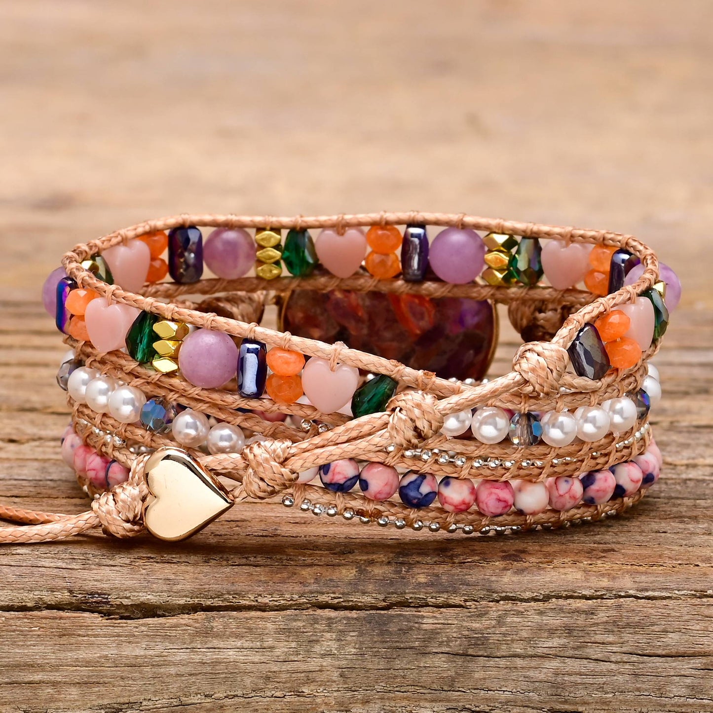 Purple Heart Calcite Wrap Bracelet