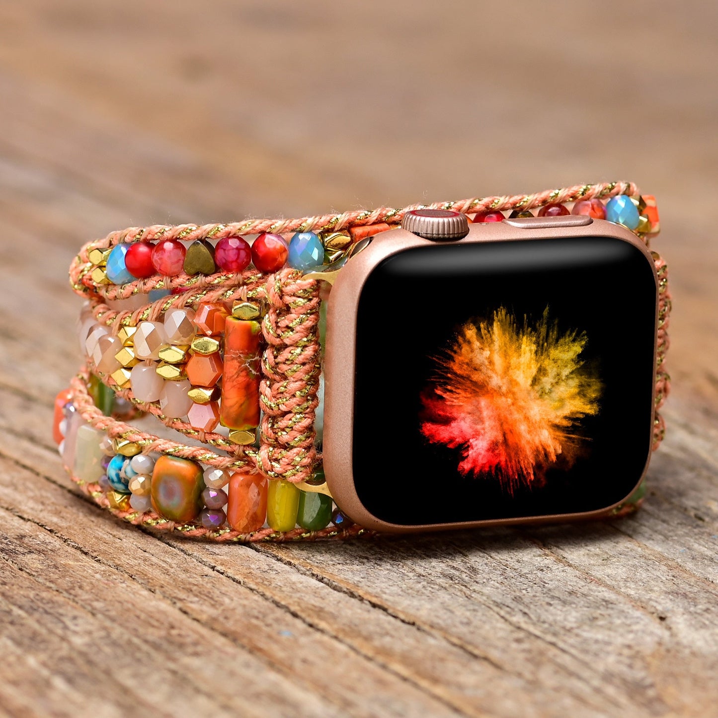 Buntes Achat-Wickelarmband für die Apple Watch