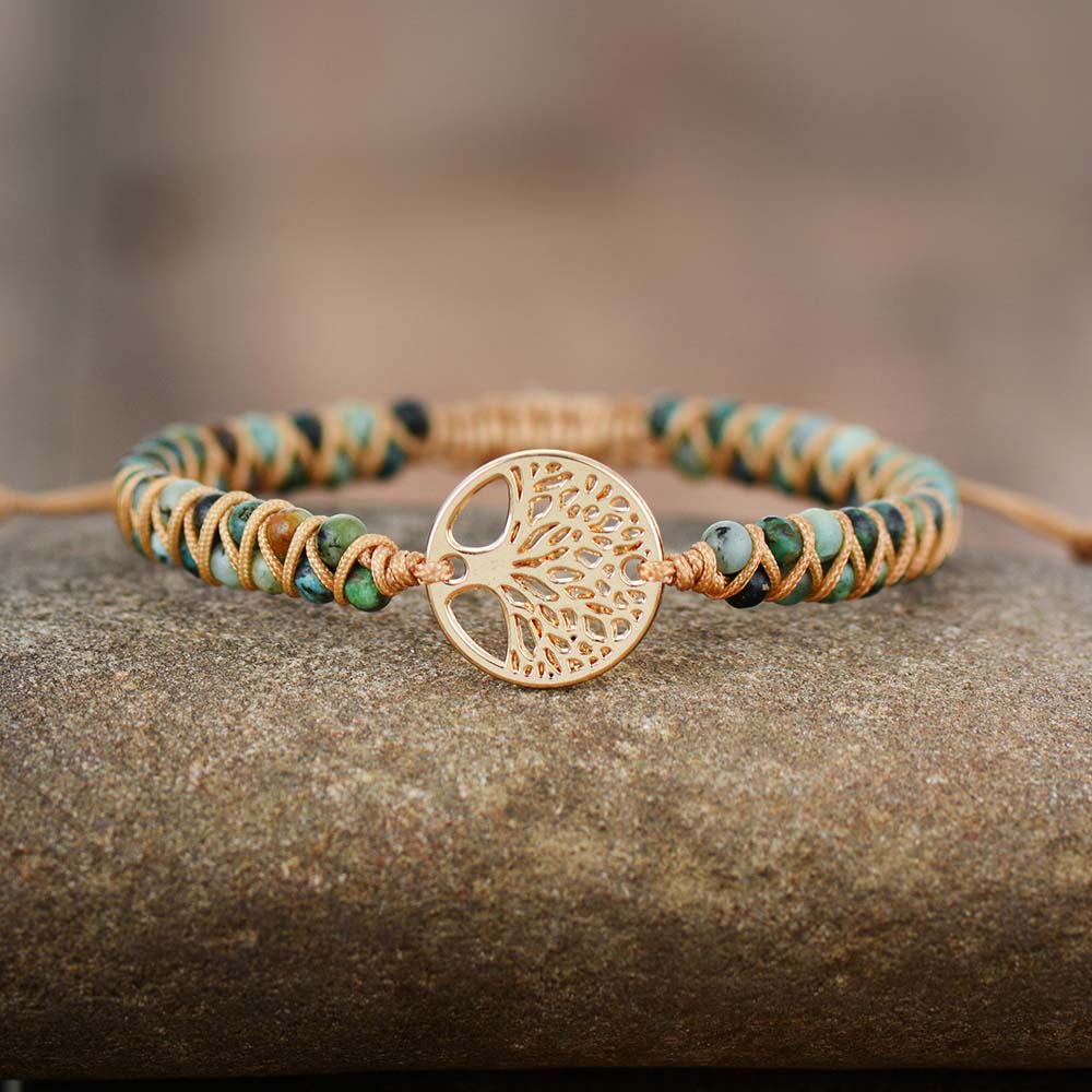 African Turquoise & Tree of Life Bracelet