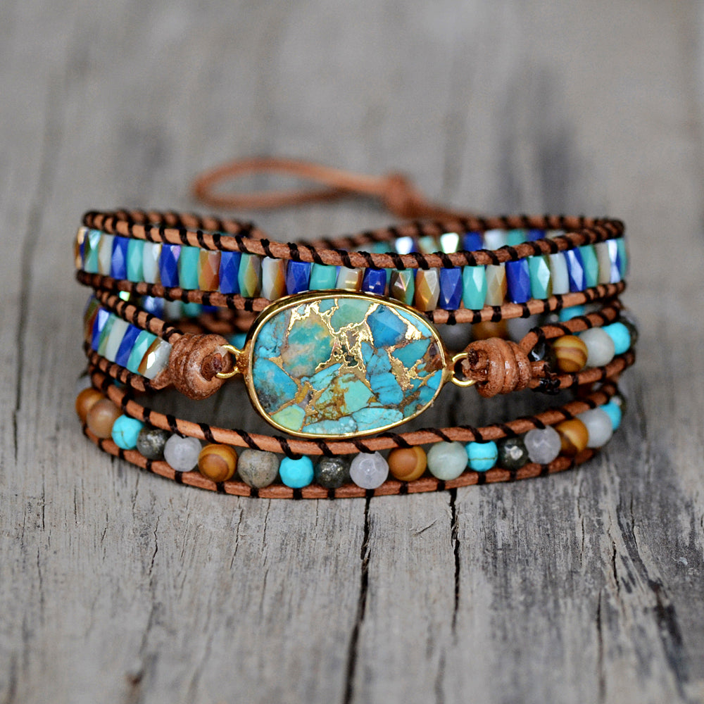 Turquoise & Jasper Wrap Bracelet