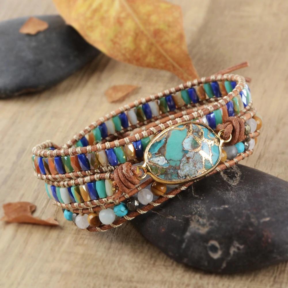 Turquoise & Jasper Wrap Bracelet