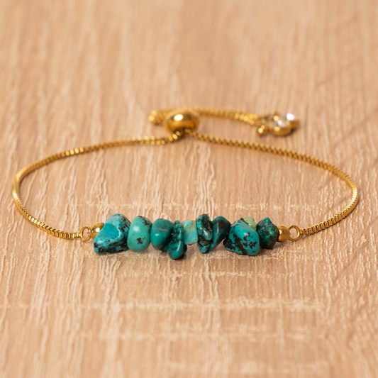 Turquoise Gold Cord Bracelet