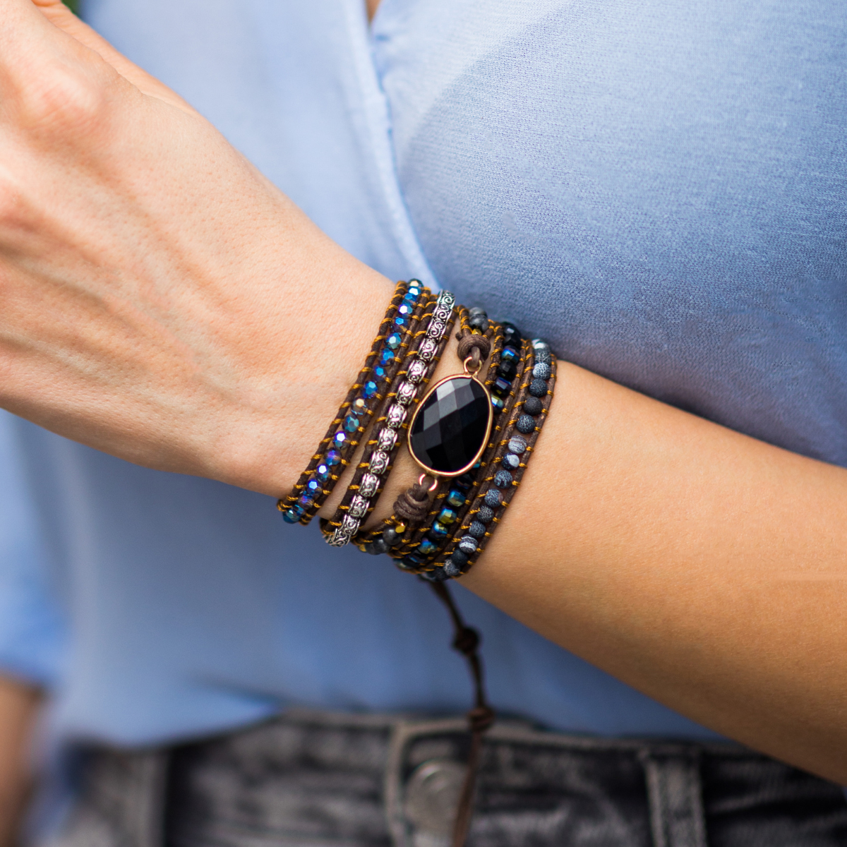 Onyx Moonlight Wrap Bracelet