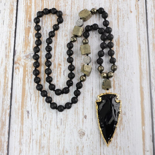 Tiger Eye Arrowhead Necklace