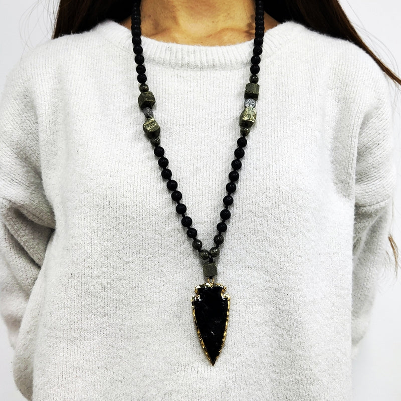 Tiger Eye Arrowhead Necklace