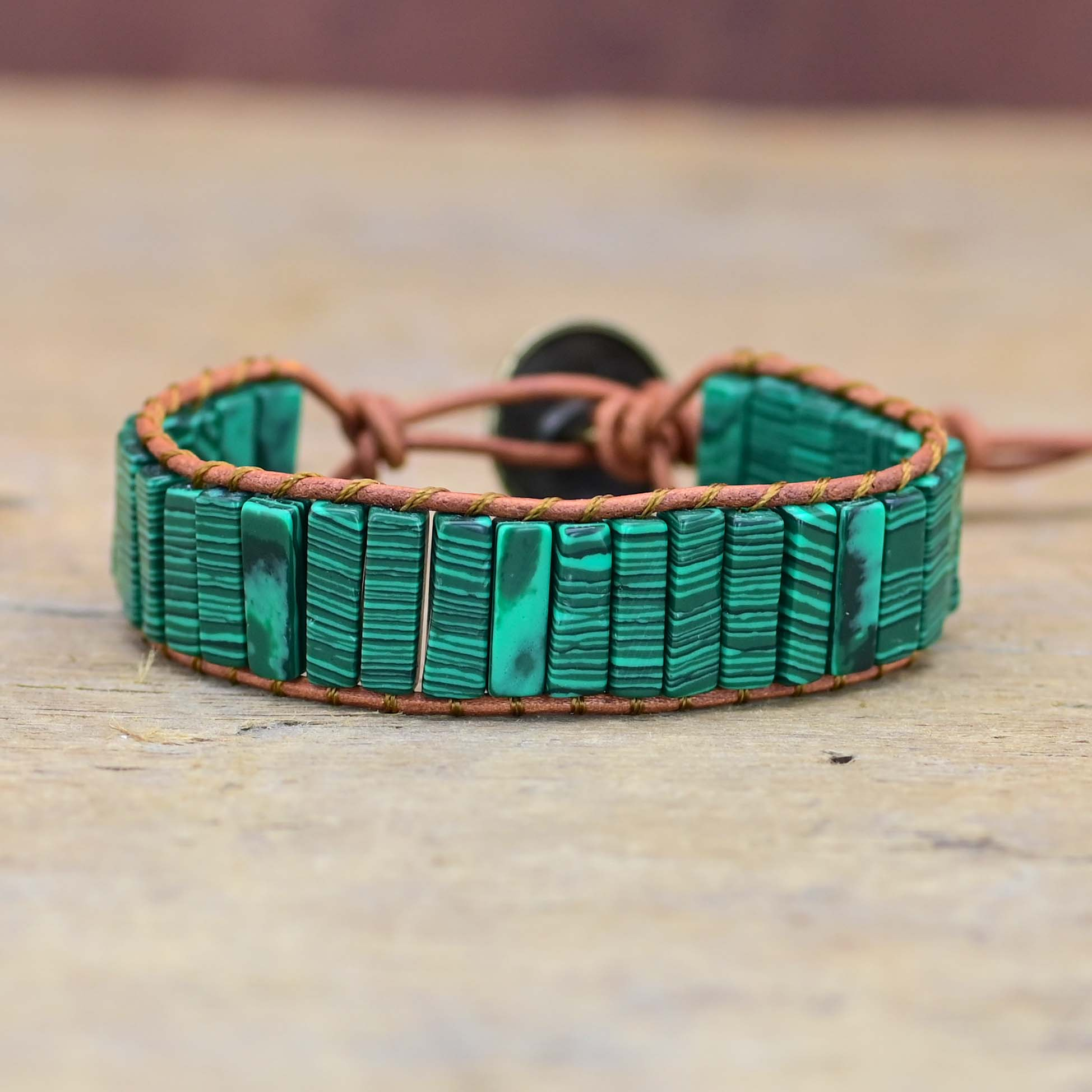 Malachite Leather Bracelet