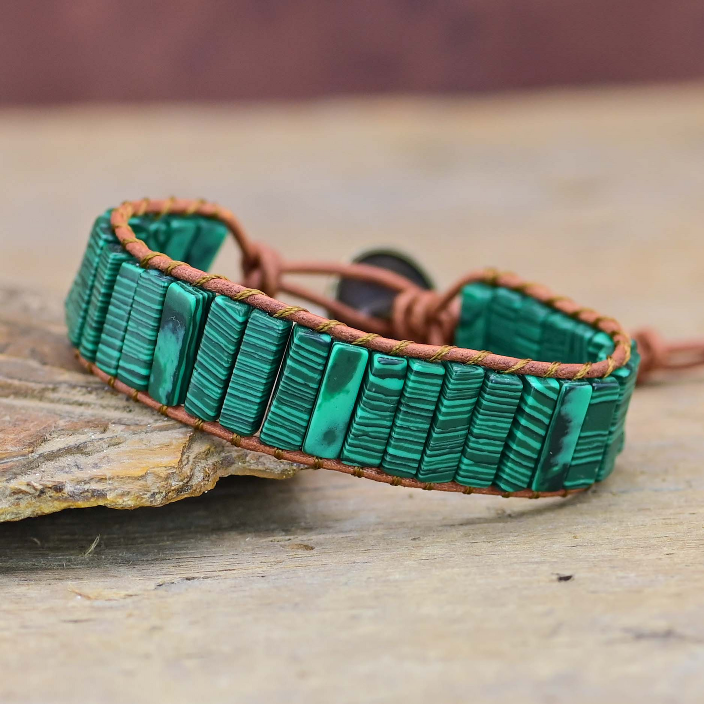 Malachite Leather Bracelet