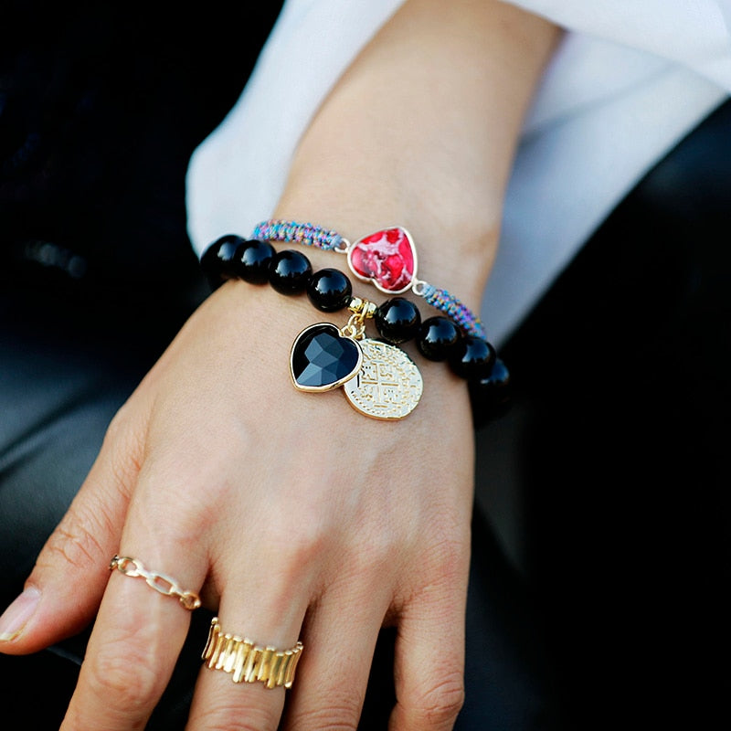 Intense Amethyst Heart Charm Bracelet