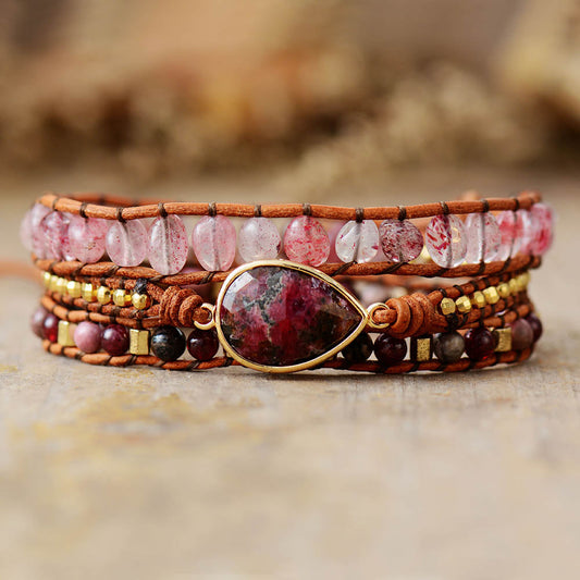 Dazzling Rhodonite Wrap Bracelet