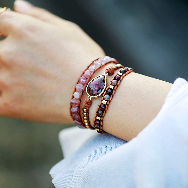 Dazzling Rhodonite Wrap Bracelet