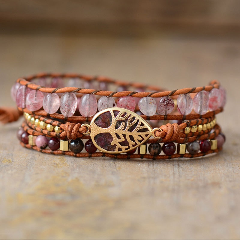 Dazzling Rhodonite Wrap Bracelet