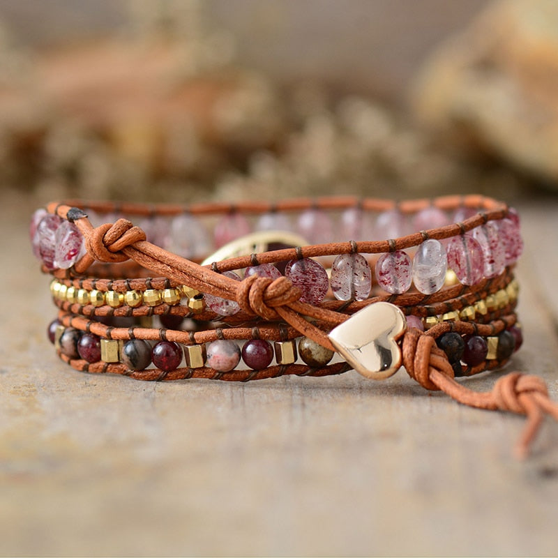 Dazzling Rhodonite Wrap Bracelet