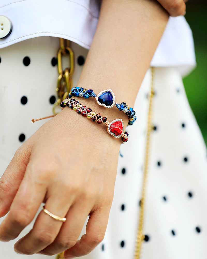 Dazzling Jasper Heart Bracelet