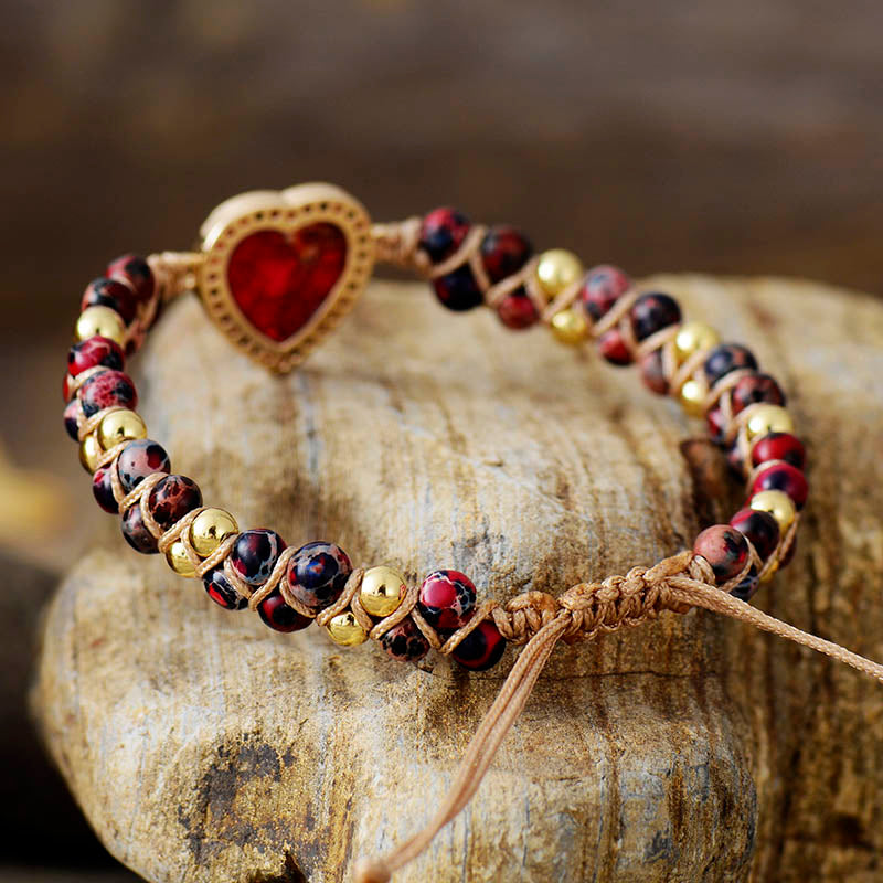 Dazzling Jasper Heart Bracelet
