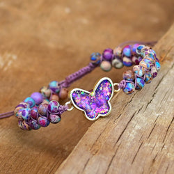 Druzy Purple Opal Butterfly Bracelet