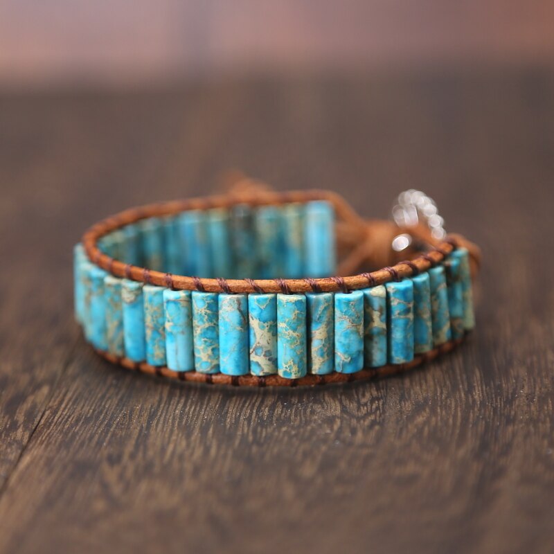 Turquoise Jasper Stone Tube Bracelet