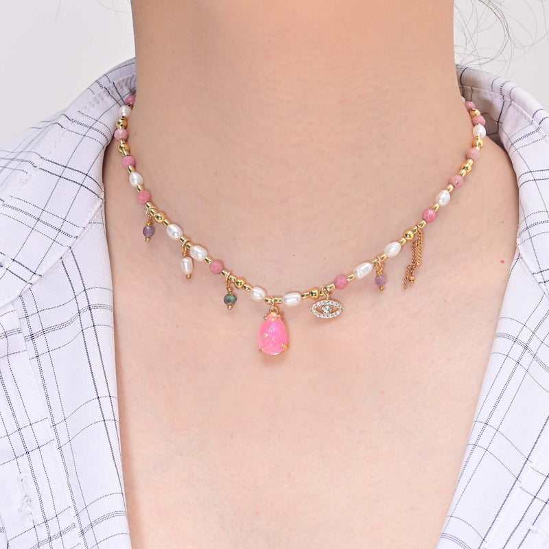 Rhodonite & Pearl Necklace