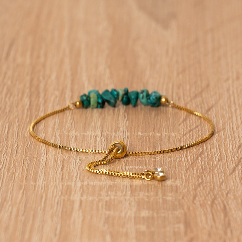 Turquoise Gold Cord Bracelet
