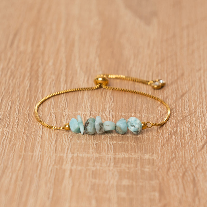 Turquoise Gold Cord Bracelet
