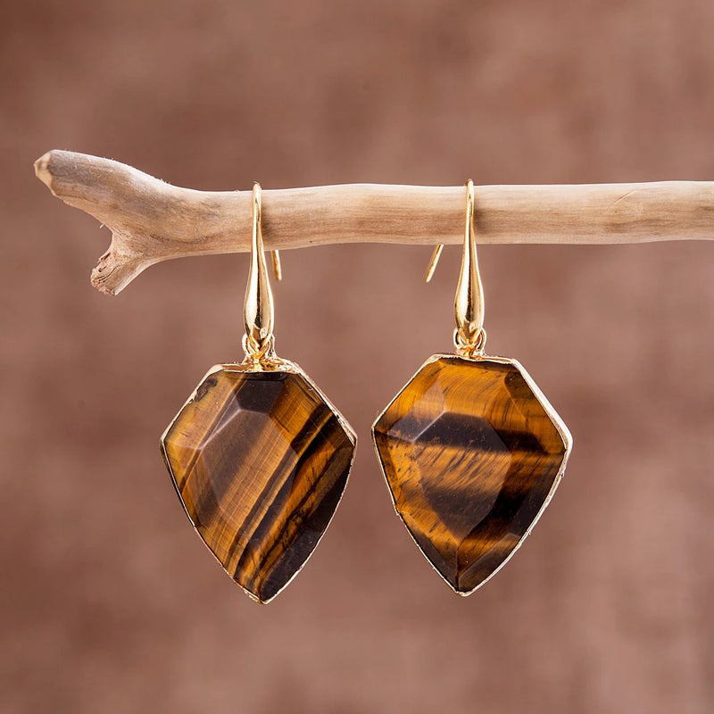 Tigers Eye Earrings | Small Circle | Sterling Silver