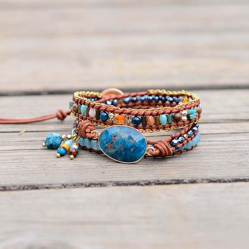 Blue Apatite Wrap Bracelet – Healing Rock
