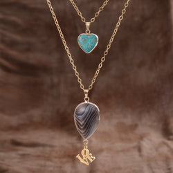 Agate & Jasper Love Pendant Necklace