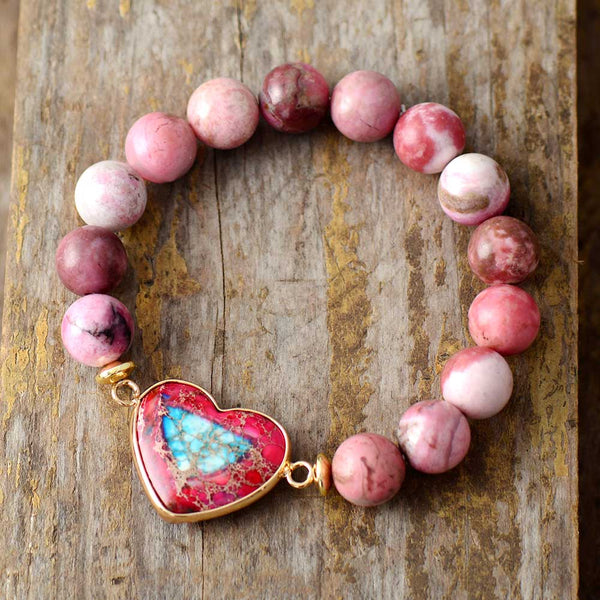 Jasper & Rhodonite Love Beads Bracelet